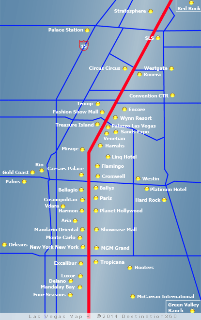 vegas strip map. Las Vegas Strip Map